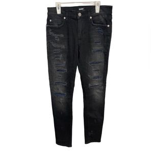 Hudson Black Distressed Skinny Jeans Plaid Detail Size‎ 27